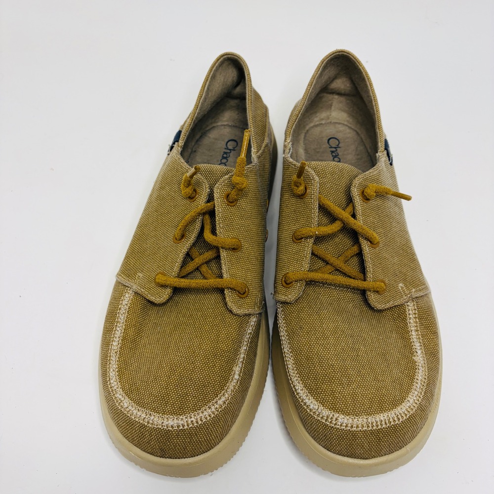 Chaco Chillos Mens 8 Tan Canvas Lace Up Casual Shoes Brown Soft Preppy Comfort